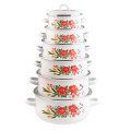 6PCS White Enamel Casserole with Enamel Cover